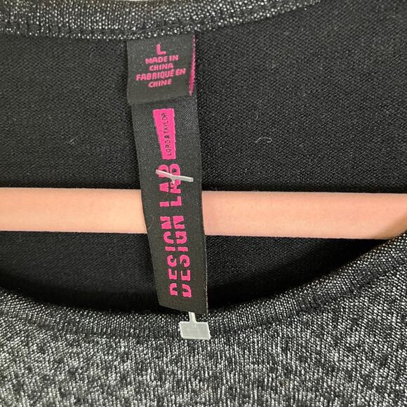 Design Lab Lord & Taylor black silver long sleeve knit top large - Picture 4 of 5